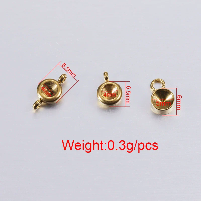 Jewelry Accessories Polished Round Base Stainless Steel Birth Stone Titanium Steel Electroplated - Image 3