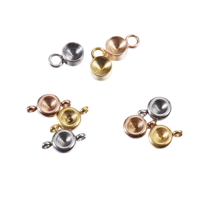 Jewelry Accessories Polished Round Base Stainless Steel Birth Stone Titanium Steel Electroplated - Image 5