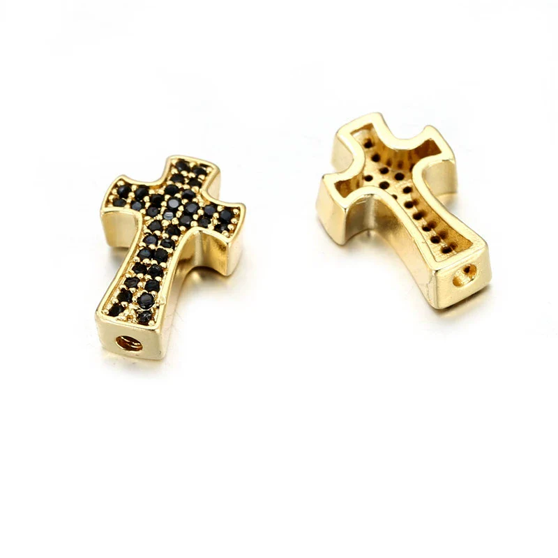 Jewelry Accessories Punk Style Copper Microinlaid Zircon Cross Fourcolor Perforated Electroplated Bracelet Necklace Loose Beads - Image 2