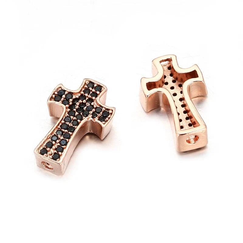 Jewelry Accessories Punk Style Copper Microinlaid Zircon Cross Fourcolor Perforated Electroplated Bracelet Necklace Loose Beads - Image 3