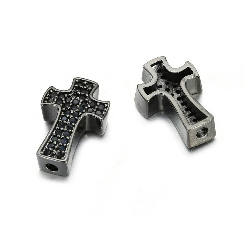Jewelry Accessories Punk Style Copper Microinlaid Zircon Cross Fourcolor Perforated Electroplated Bracelet Necklace Loose Beads - Image 4