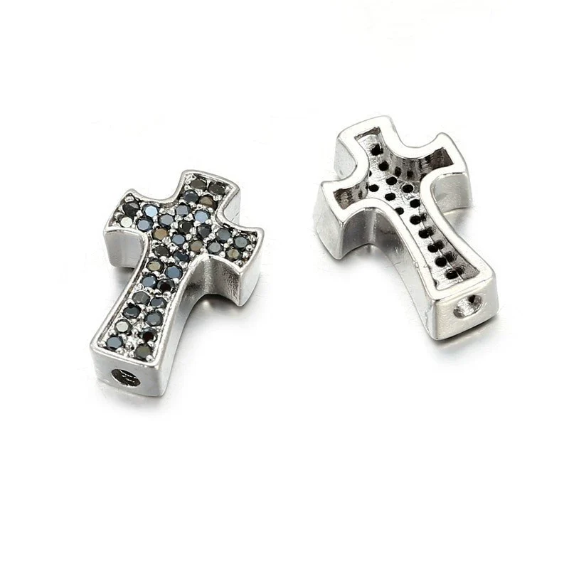 Jewelry Accessories Punk Style Copper Microinlaid Zircon Cross Fourcolor Perforated Electroplated Bracelet Necklace Loose Beads - Image 6