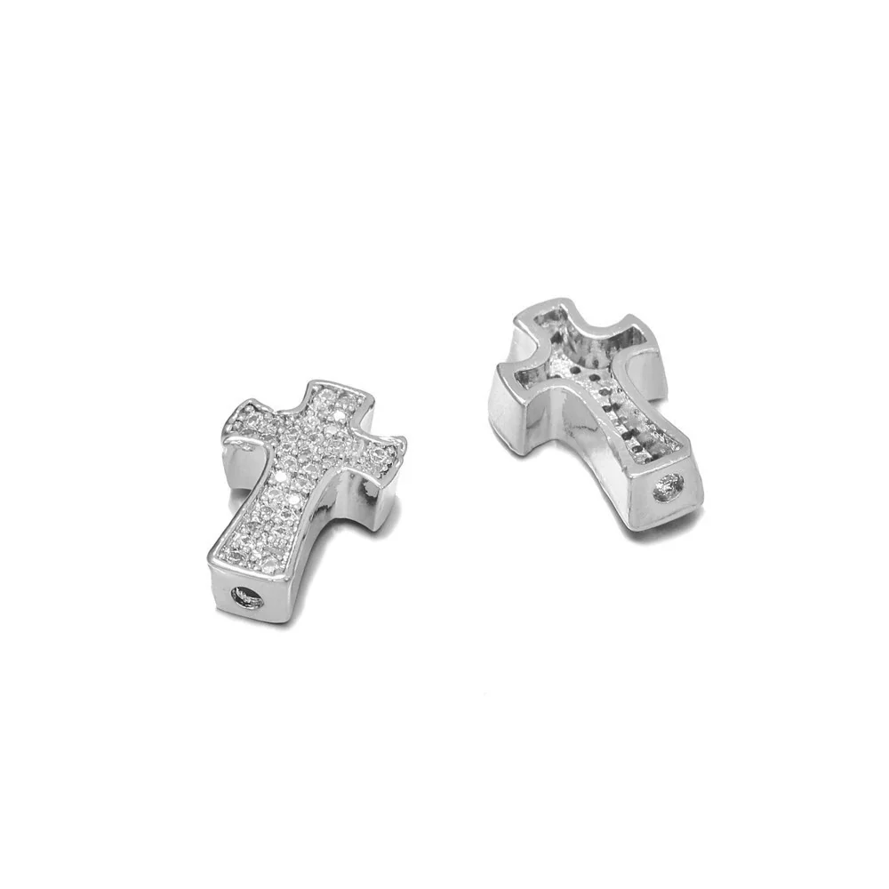 Jewelry Accessories Punk Style Copper Microinlaid Zircon Cross Fourcolor Perforated Electroplated Bracelet Necklace Loose Beads - Image 8
