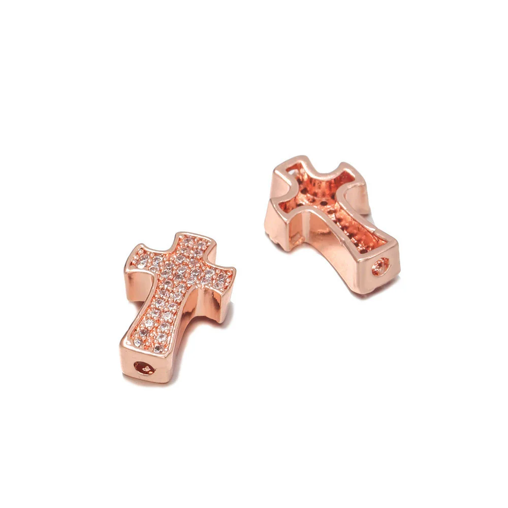 Jewelry Accessories Punk Style Copper Microinlaid Zircon Cross Fourcolor Perforated Electroplated Bracelet Necklace Loose Beads - Image 9