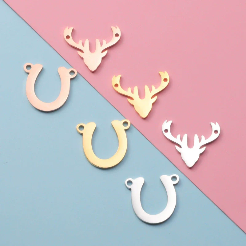 Jewelry Accessories Stainless Steel Antler Horseshoe Double Hole Connector Pendant Fine Polishing - Image 2