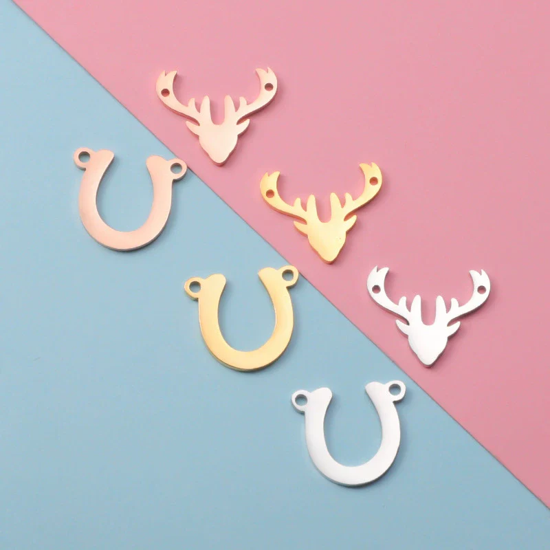 Jewelry Accessories Stainless Steel Antler Horseshoe Double Hole Connector Pendant Fine Polishing - Image 3