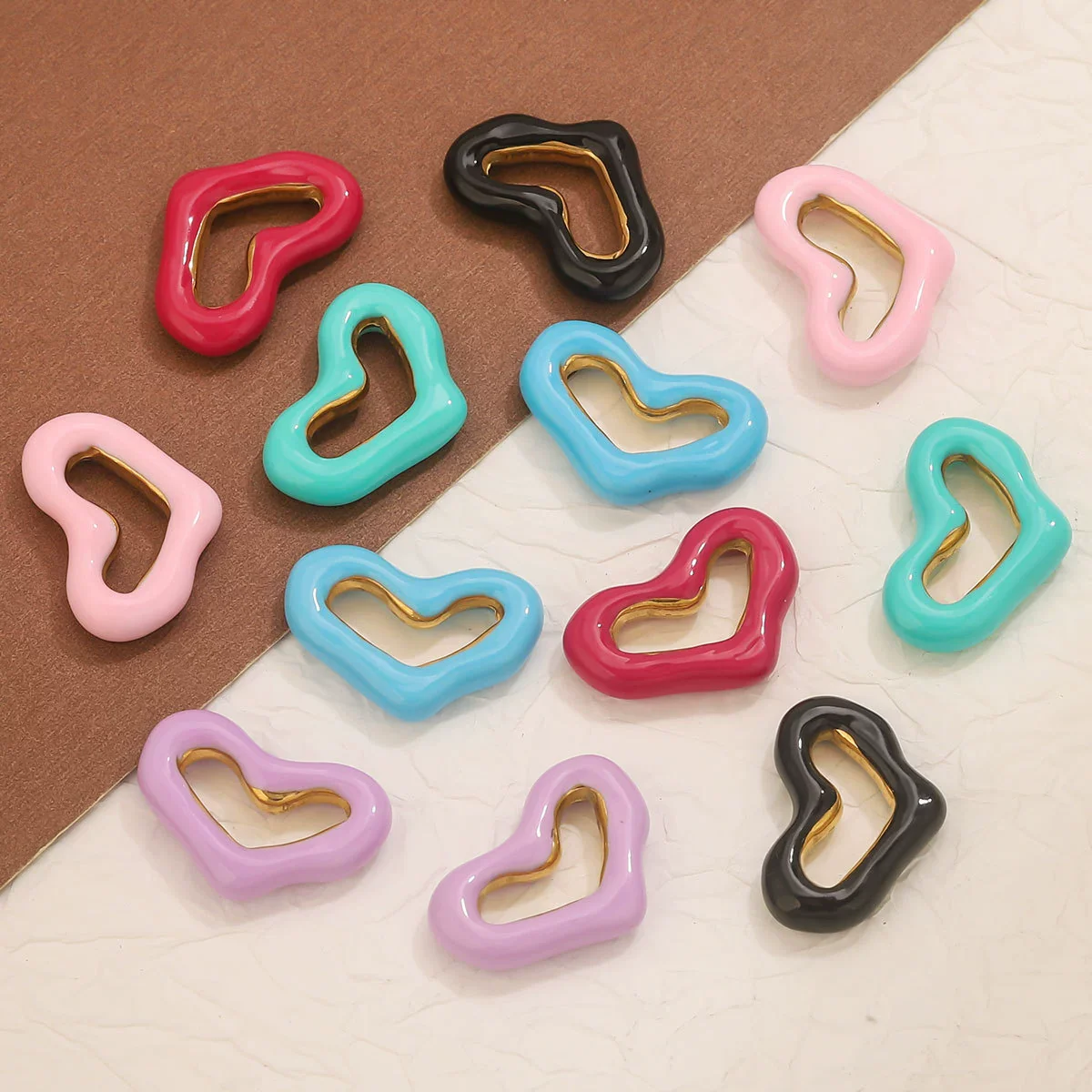Jewelry Accessories Stainless Steel Big Heart Pendant With Oil Dripping And Vacuum Colorpreserving Process