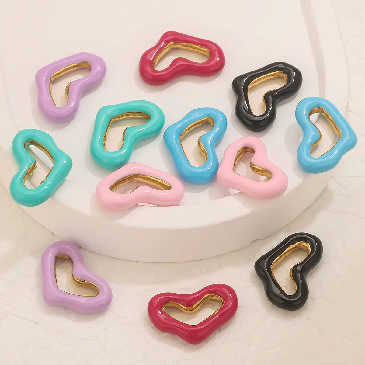 Jewelry Accessories Stainless Steel Big Heart Pendant With Oil Dripping And Vacuum Colorpreserving Process - Image 2