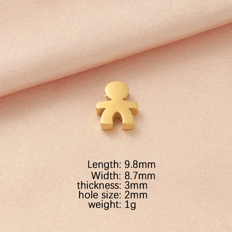 Jewelry Accessories Stainless Steel Creative Small Hole Bead Pendant With Cartoon People Pattern For Boys And Girls Couples Fine Polished - Image 10