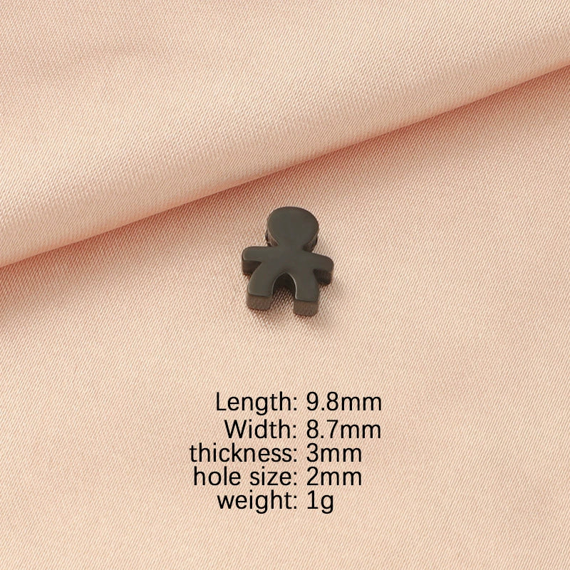 Jewelry Accessories Stainless Steel Creative Small Hole Bead Pendant With Cartoon People Pattern For Boys And Girls Couples Fine Polished - Image 12