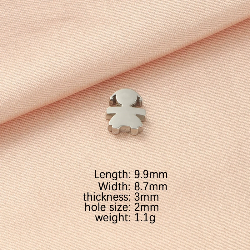 Jewelry Accessories Stainless Steel Creative Small Hole Bead Pendant With Cartoon People Pattern For Boys And Girls Couples Fine Polished - Image 5