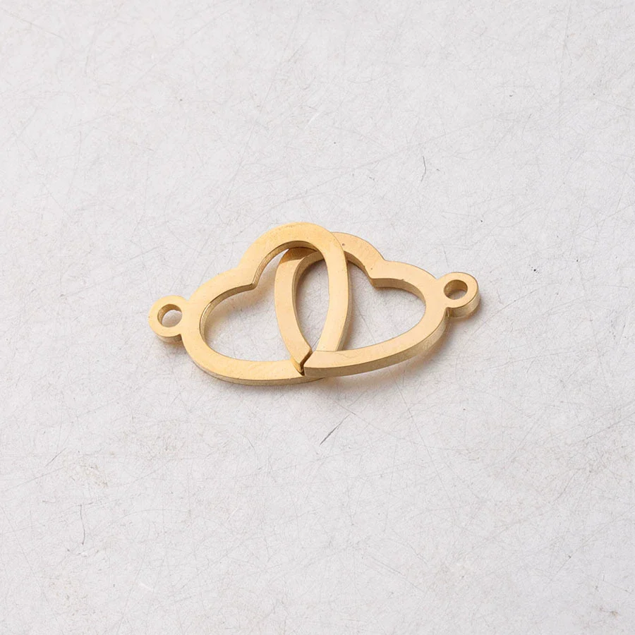 Jewelry Accessories Stainless Steel Double Peach Heart Love Shape Connector Fine Polishing - Image 6