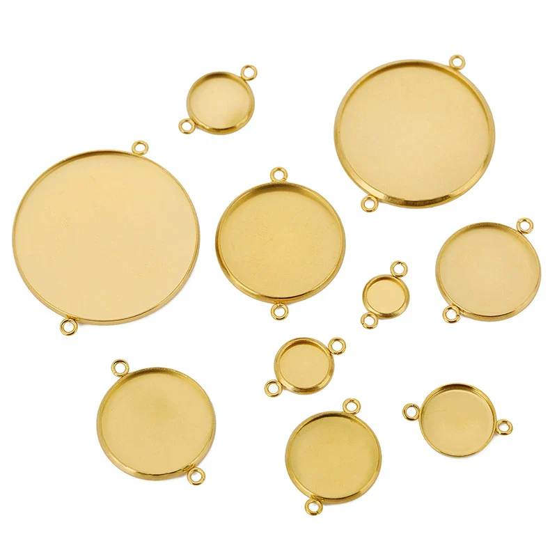 Jewelry Accessories Stainless Steel Double Ring Pendant Holder Electroplating Geometric Style