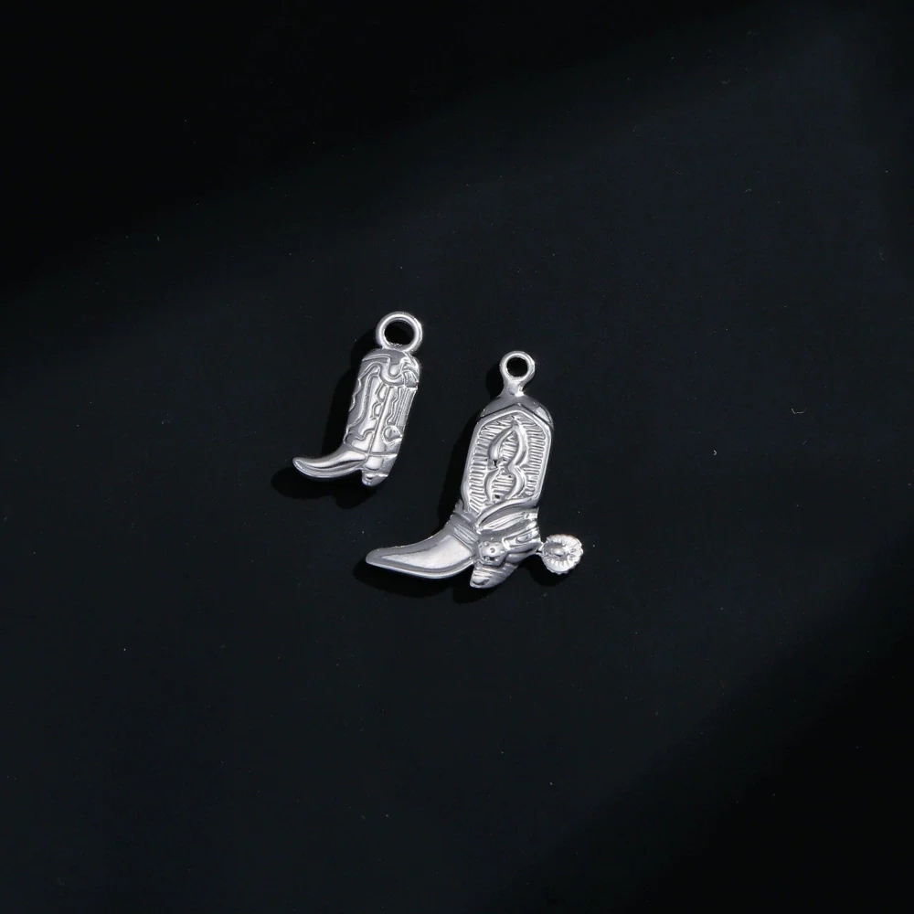 Jewelry Accessories Stainless Steel Dripping Oil Western Cowboy Boots Pendants For Men And Women - Image 4