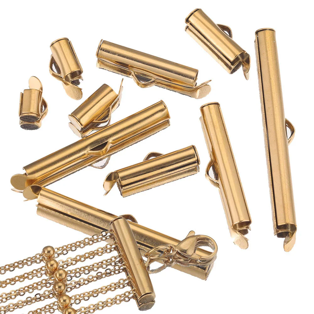 Jewelry Accessories Stainless Steel Electroplated Bead Chain Tube Sliding Buckle Tassel Earrings
