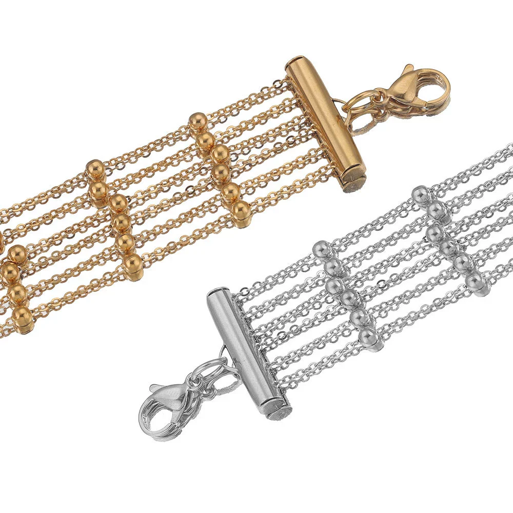 Jewelry Accessories Stainless Steel Electroplated Bead Chain Tube Sliding Buckle Tassel Earrings - Image 2