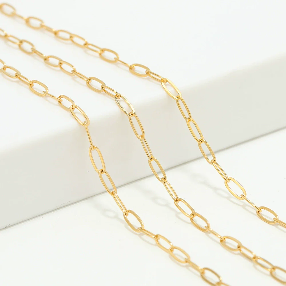 Jewelry Accessories Stainless Steel Flattened Oshaped Cross Electroplated Hiphop Geometric Ellipse Chain Pendant Necklace - Image 3