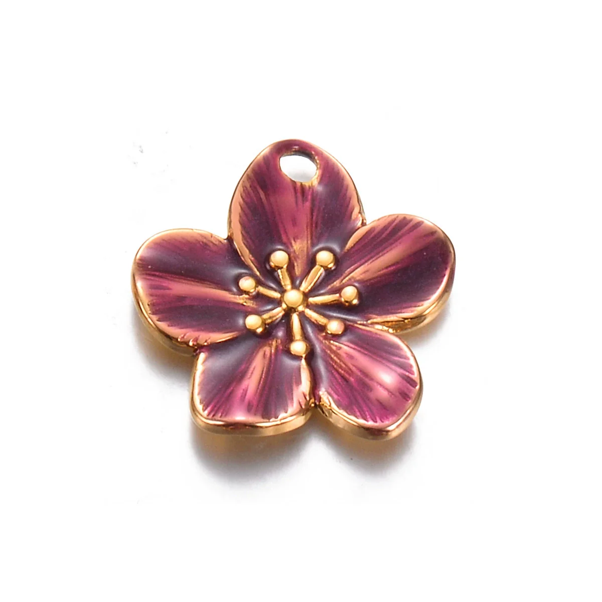 Jewelry Accessories Stainless Steel Floral Dripping Oil Style Pendant Bracelet And Earrings Material - Image 7