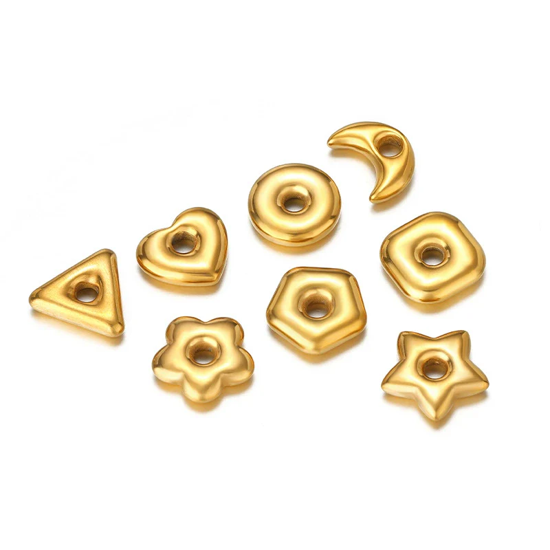 Jewelry Accessories Stainless Steel Flowers Geometric Fivepointed Star Square Gasket Beads Electroplated Pendant For Necklace Bracelet - Image 4