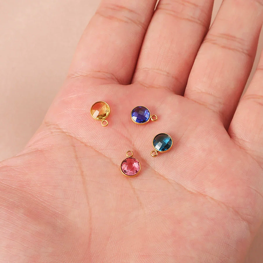 Jewelry Accessories Stainless Steel Geometric Fashion Ol Electroplating Birthstone Pendant - Image 3