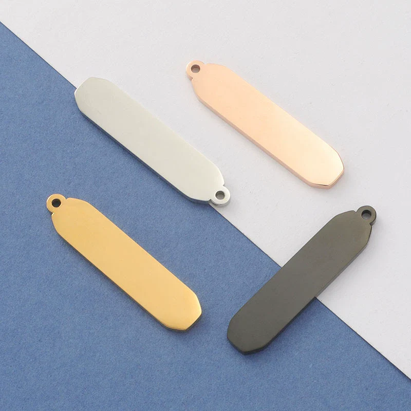 Jewelry Accessories Stainless Steel Geometric Rectangular Long Pendant With Glossy Finish Electroplated
