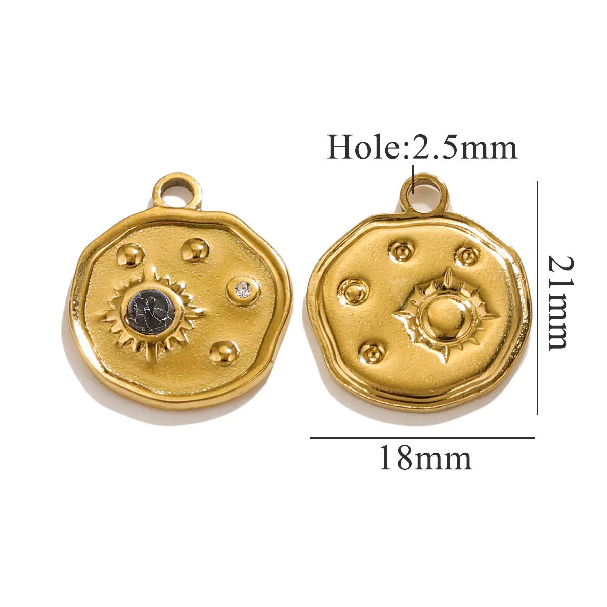 Jewelry Accessories Stainless Steel Geometric Sun And Moon Pendant With Inlay Totem Design - Image 6