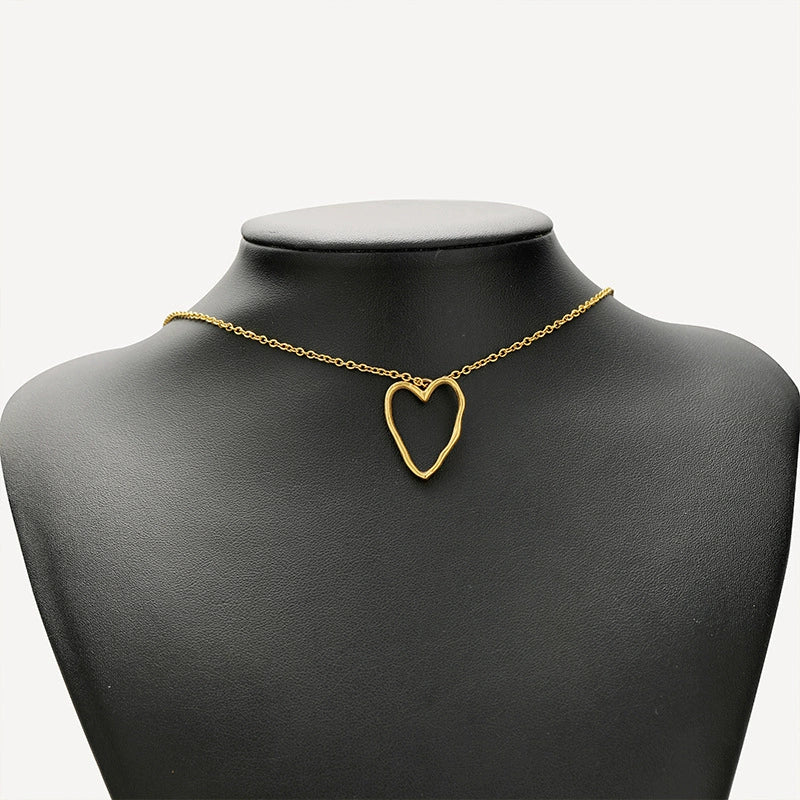 Jewelry Accessories Stainless Steel Heart Geometric Hollow Pendant Electroplated - Image 2