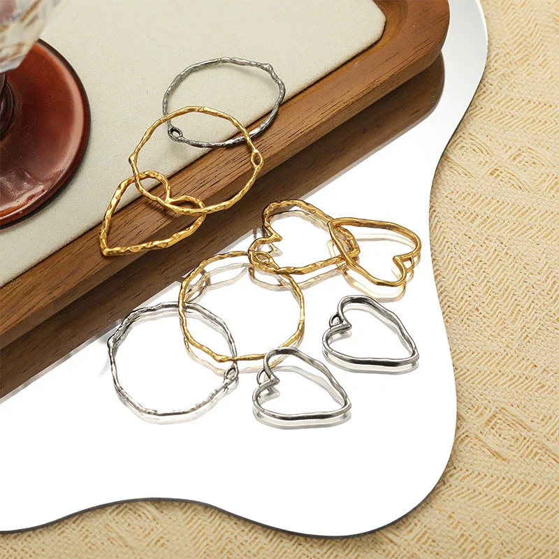 Jewelry Accessories Stainless Steel Heart Geometric Hollow Pendant Electroplated - Image 4