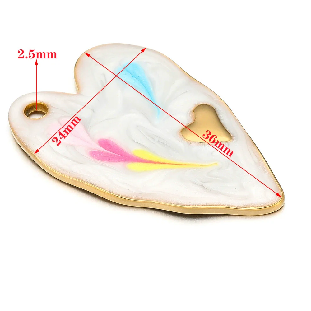Jewelry Accessories Stainless Steel Heart Shape Dripping Oil Pendant For Bracelet Necklace Clothing - Image 4