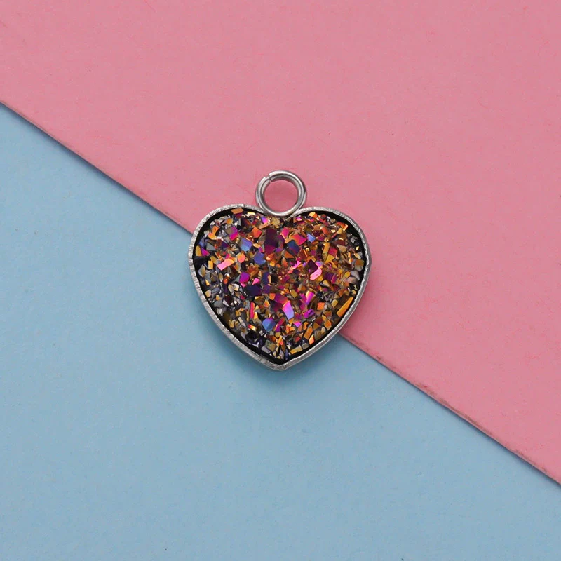 Jewelry Accessories Stainless Steel Heart Shaped Starry Pendant Electroplating - Image 10