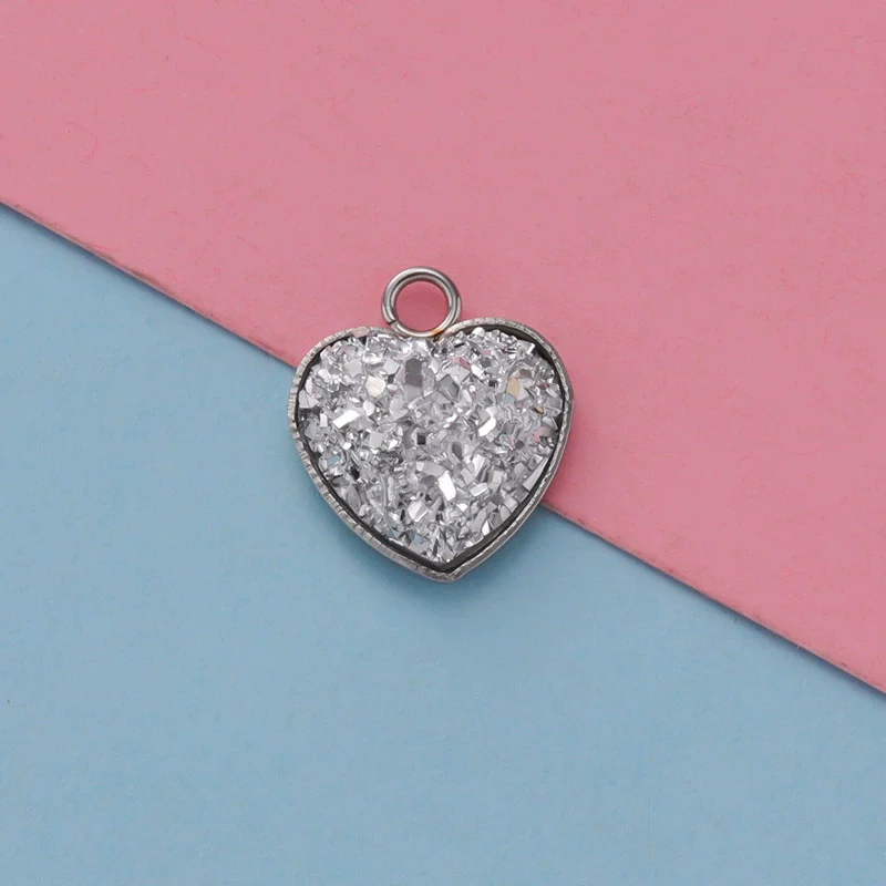 Jewelry Accessories Stainless Steel Heart Shaped Starry Pendant Electroplating - Image 19