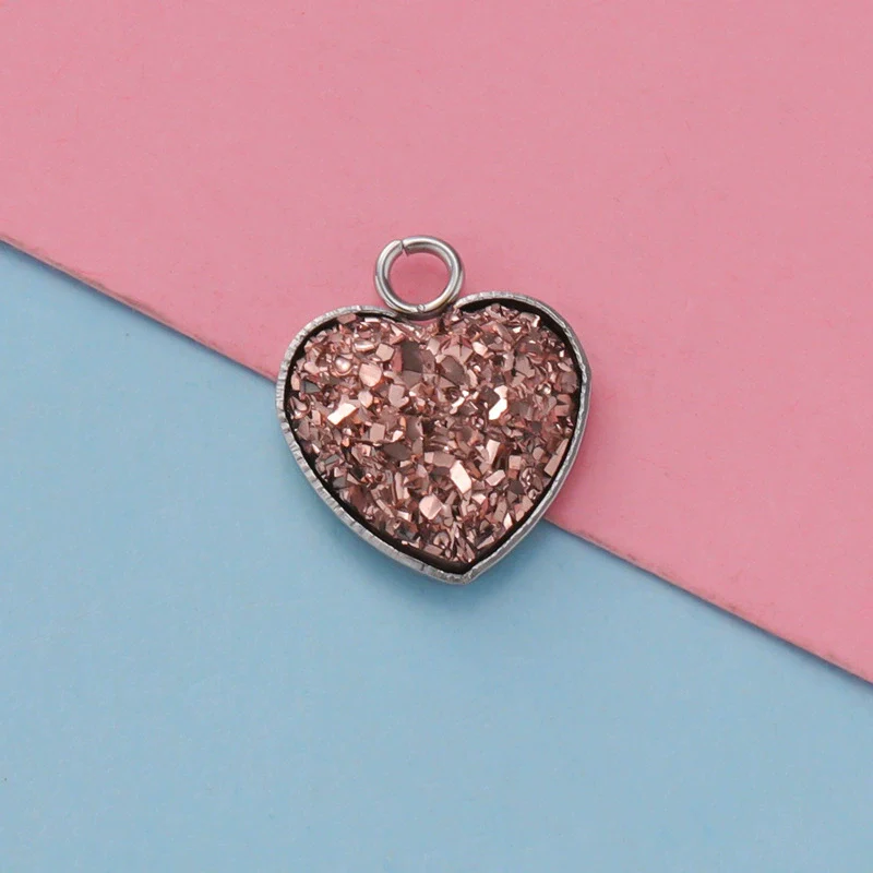 Jewelry Accessories Stainless Steel Heart Shaped Starry Pendant Electroplating - Image 3