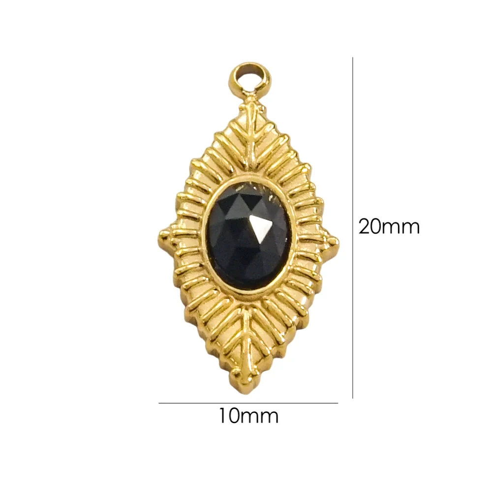 Jewelry Accessories Stainless Steel Inlaid Natural Stone French Retro Oval Leaves Geometric Style - Image 10