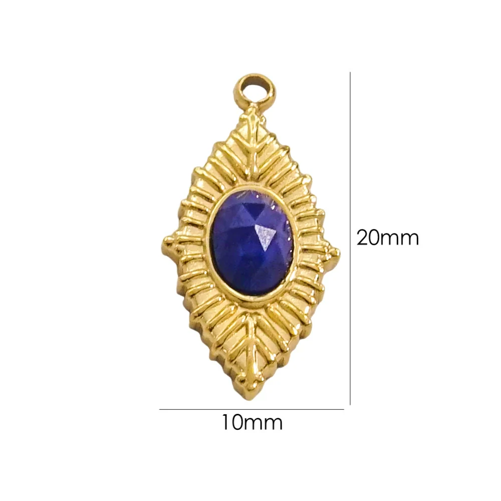 Jewelry Accessories Stainless Steel Inlaid Natural Stone French Retro Oval Leaves Geometric Style - Image 11