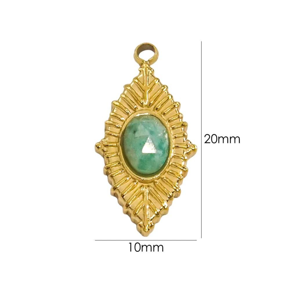 Jewelry Accessories Stainless Steel Inlaid Natural Stone French Retro Oval Leaves Geometric Style - Image 7