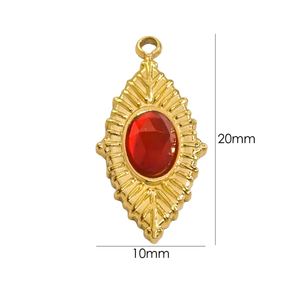 Jewelry Accessories Stainless Steel Inlaid Natural Stone French Retro Oval Leaves Geometric Style - Image 9
