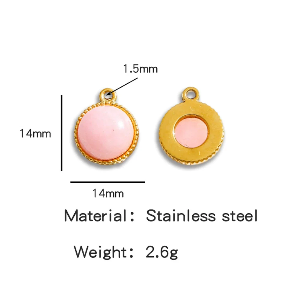 Jewelry Accessories Stainless Steel Inlaid With Natural Stone Round Pendant Earrings Bracelet Necklace Handmade Electroplated - Image 12