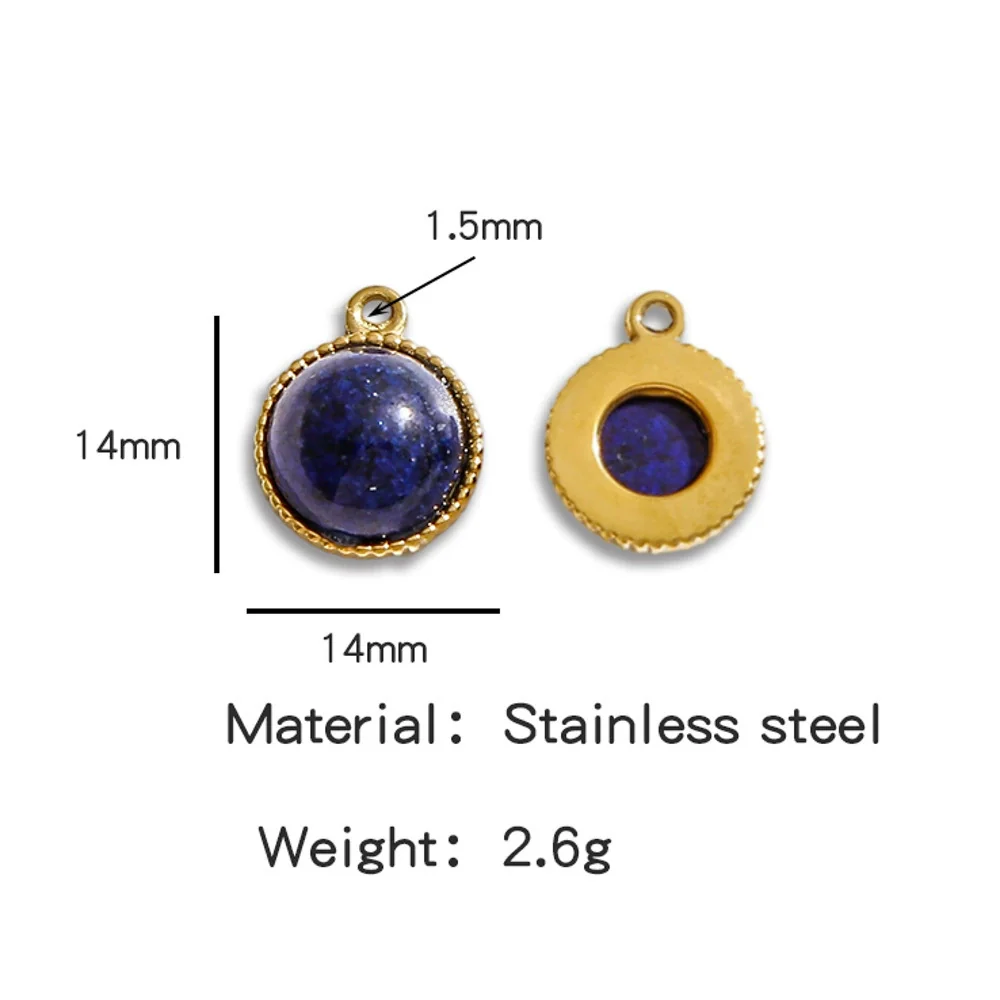 Jewelry Accessories Stainless Steel Inlaid With Natural Stone Round Pendant Earrings Bracelet Necklace Handmade Electroplated - Image 14