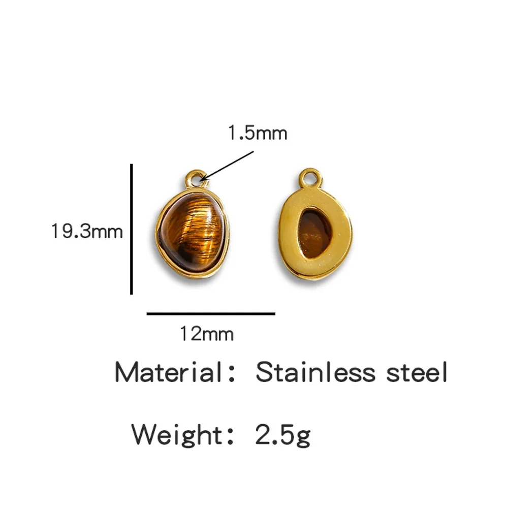 Jewelry Accessories Stainless Steel Inlaid With Natural Stone Round Pendant Earrings Bracelet Necklace Handmade Electroplated - Image 55