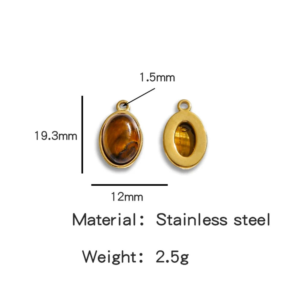 Jewelry Accessories Stainless Steel Inlaid With Natural Stone Round Pendant Earrings Bracelet Necklace Handmade Electroplated - Image 59