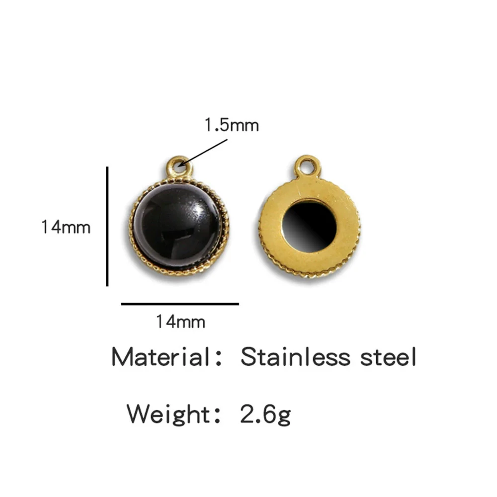 Jewelry Accessories Stainless Steel Inlaid With Natural Stone Round Pendant Earrings Bracelet Necklace Handmade Electroplated - Image 6