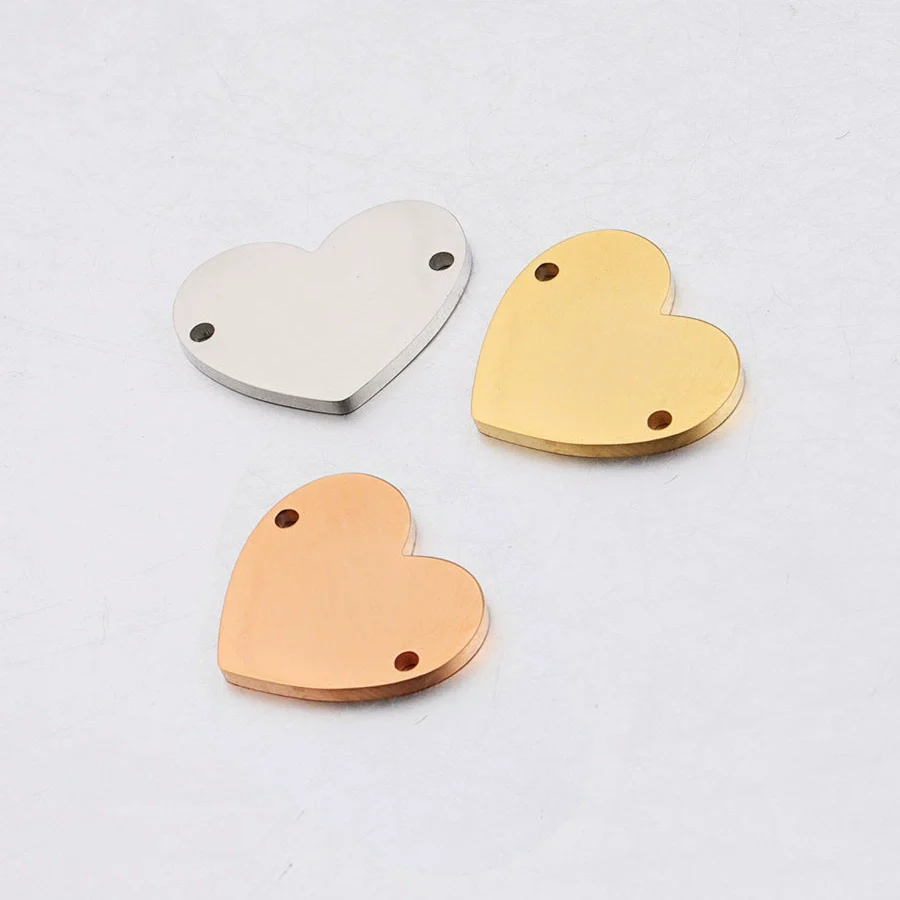 Jewelry Accessories Stainless Steel Love Heart Pendant Connector Mirror Polished