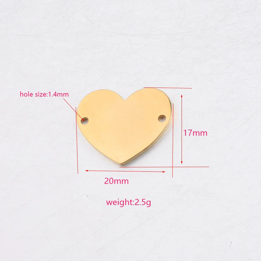 Jewelry Accessories Stainless Steel Love Heart Pendant Connector Mirror Polished - Image 2