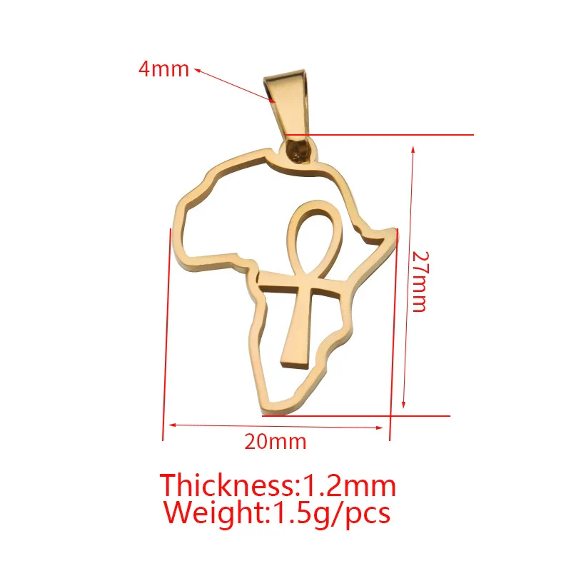 Jewelry Accessories Stainless Steel Mirror Polishing Cut Out African Map Cross Pendant - Image 4