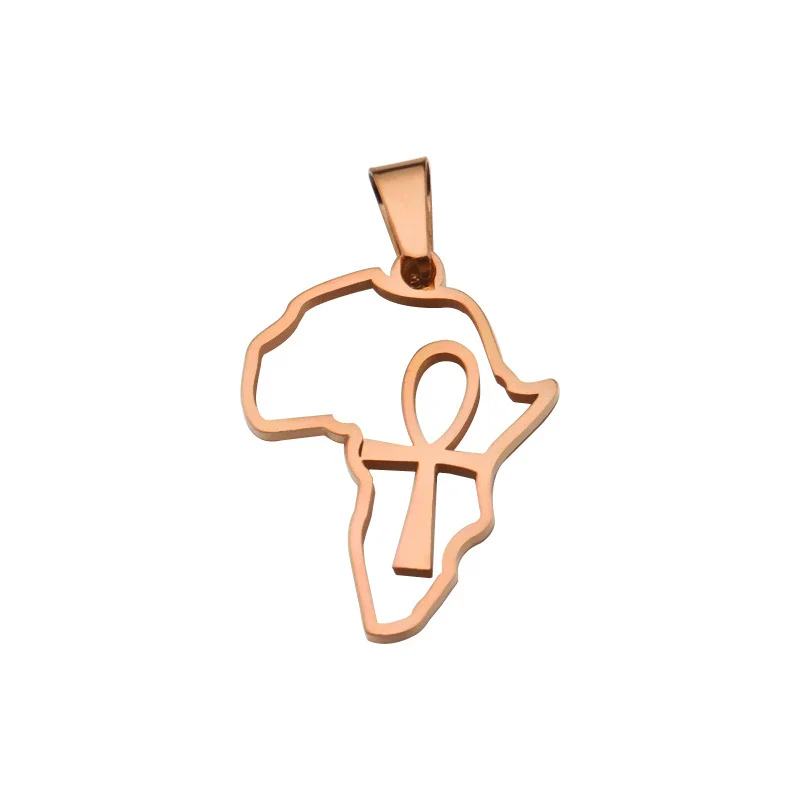 Jewelry Accessories Stainless Steel Mirror Polishing Cut Out African Map Cross Pendant - Image 6