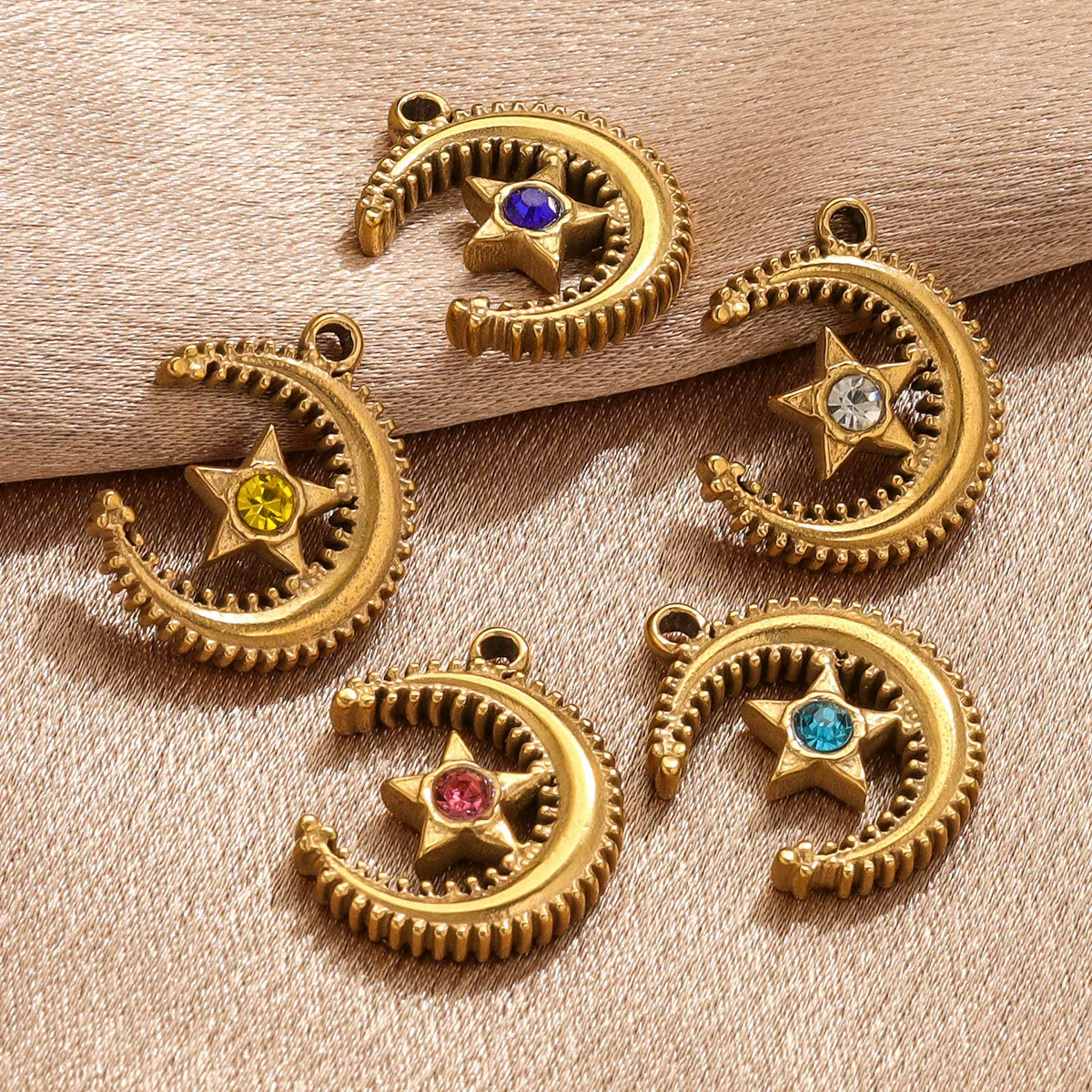 Jewelry Accessories Stainless Steel Moon Fivepointed Star Fish Pattern Electroplated Pendant Necklace Earrings - Image 4