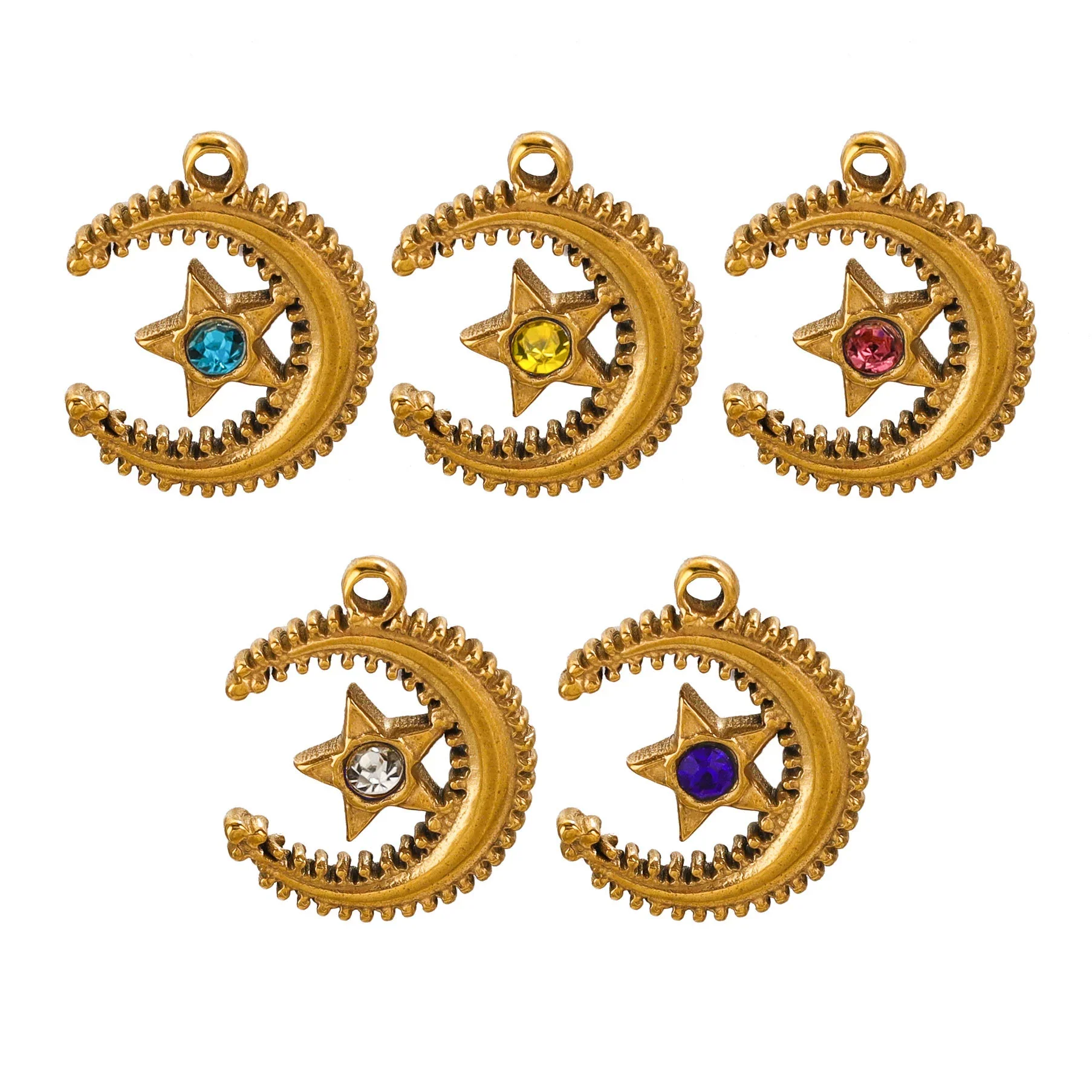 Jewelry Accessories Stainless Steel Moon Fivepointed Star Fish Pattern Electroplated Pendant Necklace Earrings - Image 5