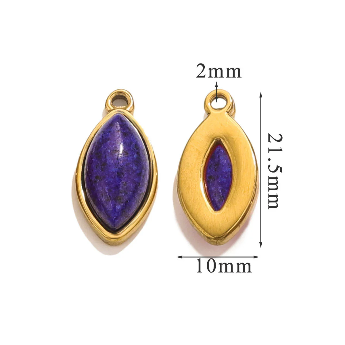 Jewelry Accessories Stainless Steel Natural Stone Oval Horse Eye Pendant Electroplated 18K Gold - Image 11