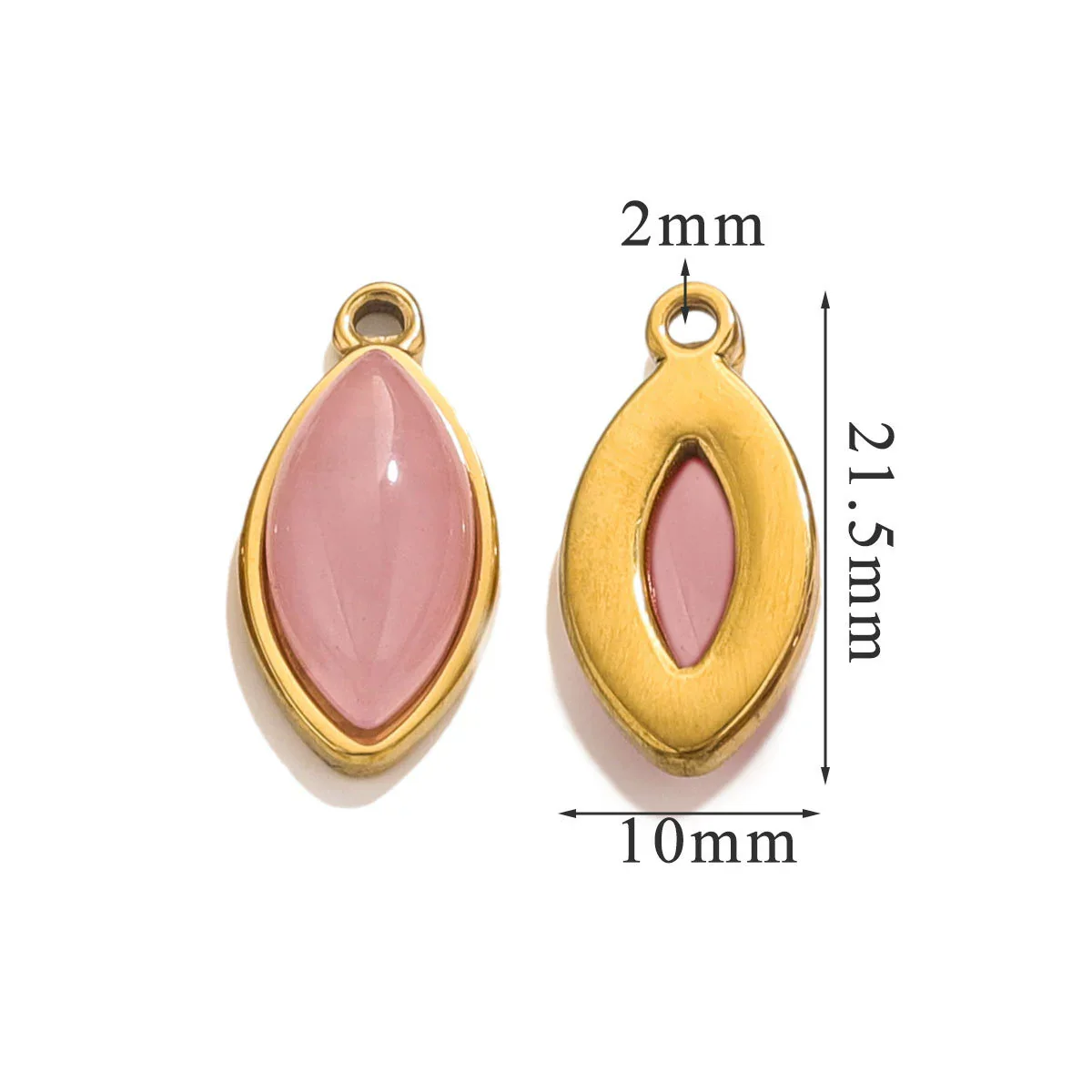 Jewelry Accessories Stainless Steel Natural Stone Oval Horse Eye Pendant Electroplated 18K Gold - Image 6