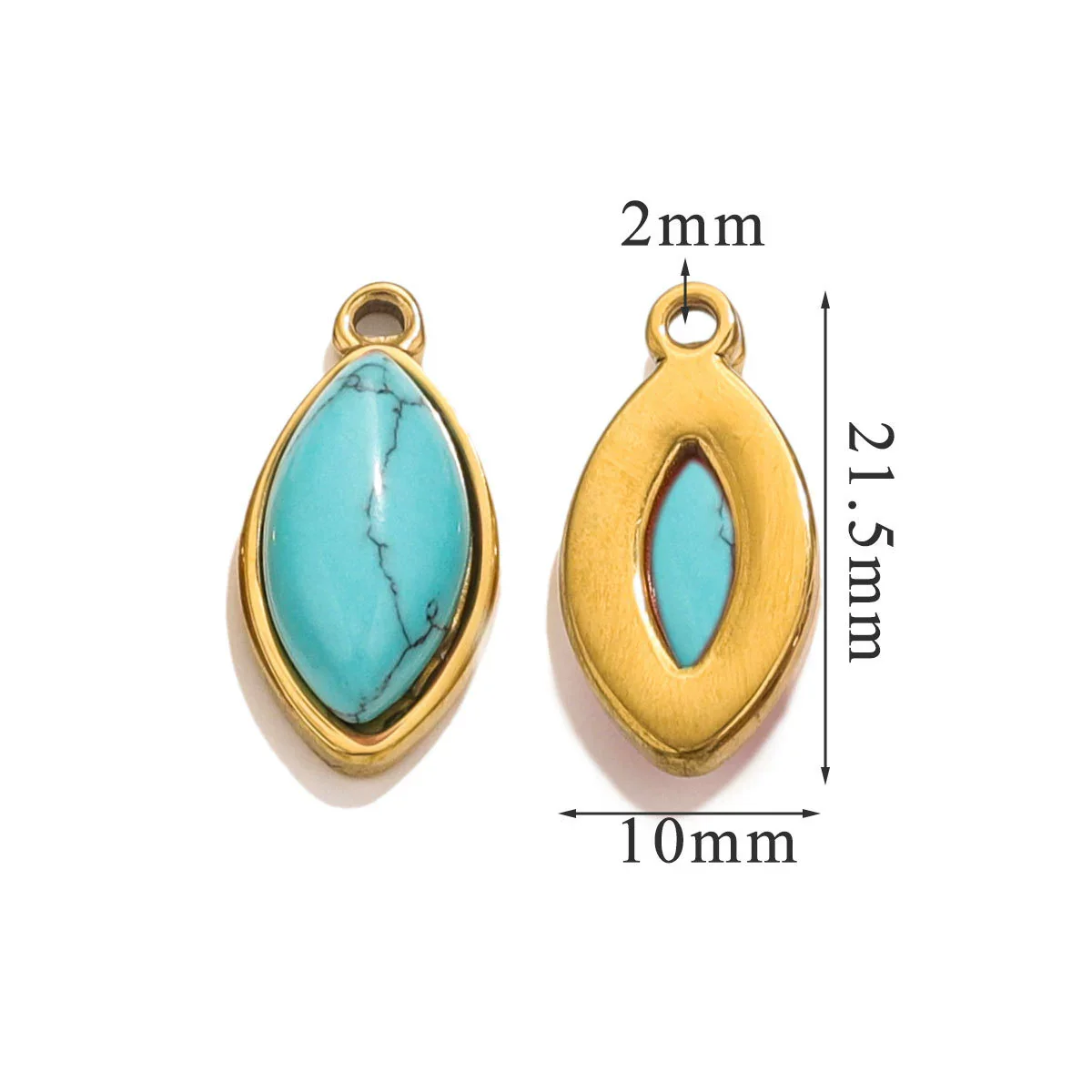 Jewelry Accessories Stainless Steel Natural Stone Oval Horse Eye Pendant Electroplated 18K Gold - Image 8